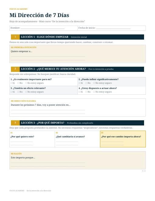 Workbook Mi Dirección de 7 Días